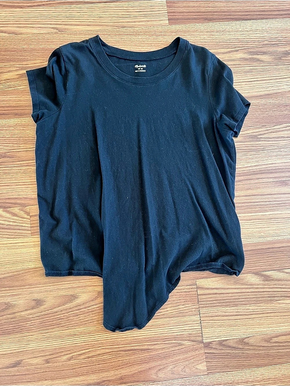 Madewell Knot-Front Tee Short Sleeve Top Black Medium